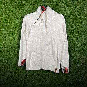 Ampersand Avenue Womens Small Grey Plaid Asymmetrical‎ Zip Hoodie Sweatshirt
